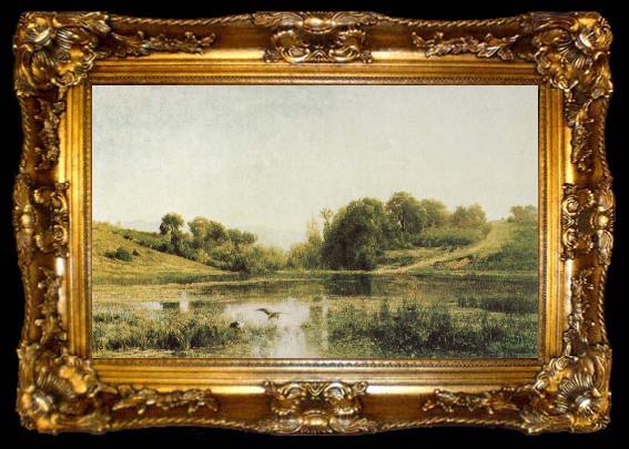 framed  Charles Francois Daubigny Landscape at Gylieu, ta009-2